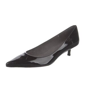 Stuart Weitzman Black Patent Leather Kitten Heels